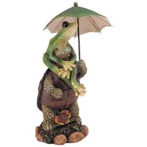  Frog & Turtle w/ Umbrella Collectible Garden Decoration 