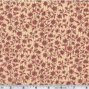  45 Wide Moda Kashmir II Vines Coral Rose Red Fabric By 