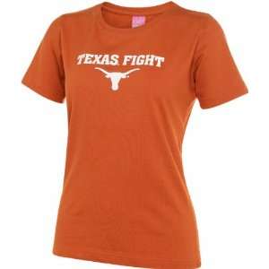  Texas Longhorns Womens Orange Texas Fight T Shirt: Sports 