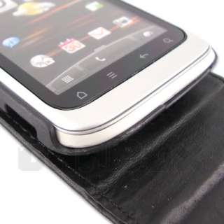 Leather Case Pouch Cover Skin + Film For HTC Wildfire S A510e p_Black 