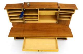 Danish Modern Teak Folding Desk File Cabinet Secretary  