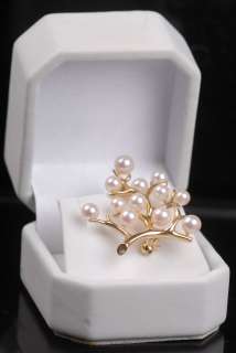 Mikimoto 14K Solid Gold Tree of Life Pearl Brooch  