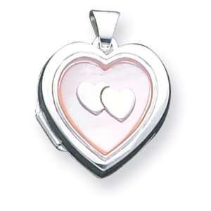    925 Sterling Silver Mother of Pearl Heart Photo Locket: Jewelry