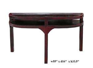 Chinese Red Black Lacquer Curve Side Table s2861  