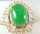 Elegant fashion jewelry Green Jade Silver Crystal womens Ring size 7 