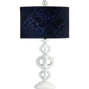 : Ceramic White 1 Light 29 White Glaze Ceramic Table Lamp with Blue 