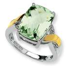 Jewelry Adviser rings Sterling Silver & 14K Green Amethyst & Diamond 