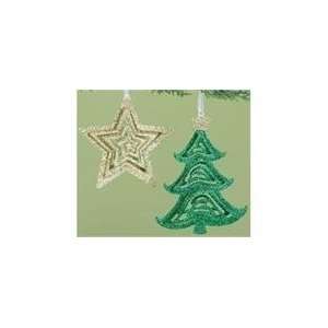   of 24 Swirly Whimsical Star & Tree Glitter Christmas O