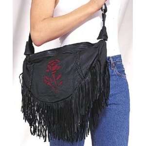  Womens Leather Black Purse with Red Rose Inlay: Everything 