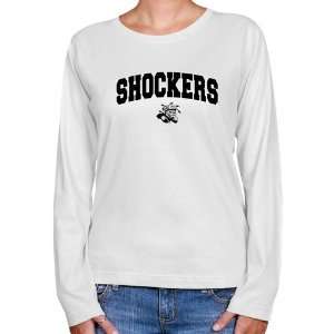 NCAA Wichita State Shockers Ladies White Logo Arch Long Sleeve Classic 
