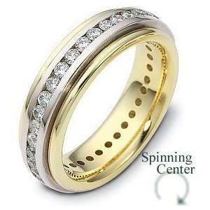   Karat Two Tone Gold SPINNING Diamond Anniversary Ring   6.25 Jewelry