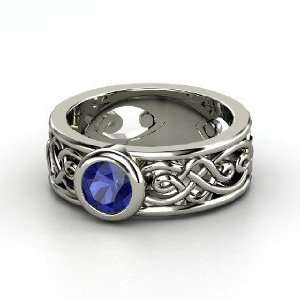  Alhambra Ring, Round Sapphire Platinum Ring: Jewelry