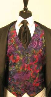 31) PURPLE FLORAL Half Back Vest made in USA by TUXEDO PARK  