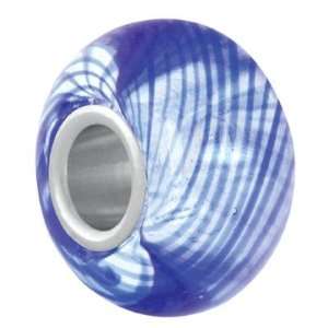  14mm Skinny Blue Stripes Large Hole Beads Arts, Crafts 