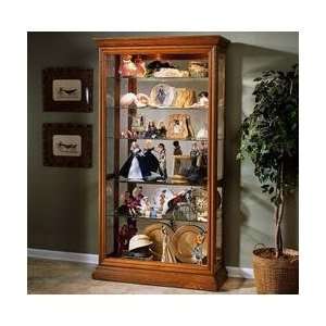  Pulaski Golden Oak Two Way Sliding Door Curio Cabinet 