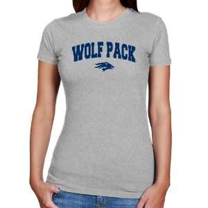  NCAA Nevada Wolf Pack Ladies Ash Logo Arch Slim Fit T 