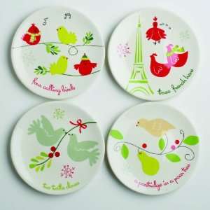  Christmas Holiday Appetizer Plates Set/4: Home & Kitchen