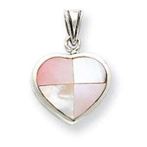  Sterling Silver White Shell Heart Pendant: Jewelry