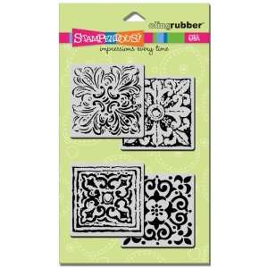  Tiled Quad Cube   Cling Rubber Stamps: Arts, Crafts 