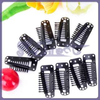Lot 20 Toupee Snap Clips w/ Rubber Back Hair Extension Black Free Ship 