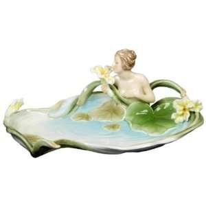  9.5 inch Ceramic Style Tray Water Nymph among White Lily 