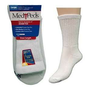 Medipeds Diabetic Crew Sock   Large   White   3 Pairs 