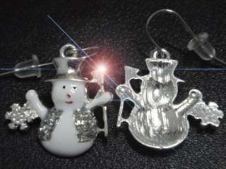 Adorable White Snowman Dangle Earrings Stud Xmas Christmas Snowflake 