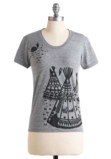 Guest and Relaxation Tee   Grey, Black, Novelty Print, Short Sleeves 