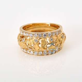 Carrera y Carrera Yellow Gold Diamond Gingko Leaf Ring  