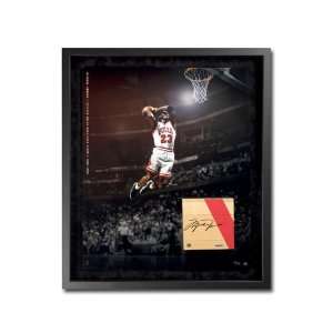 Michael Jordan Autographed Bulls Game Used Floor Piece (Air):  
