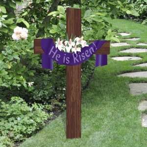  He Is Risen Cross Easter Christian Yard Sign: Patio, Lawn 