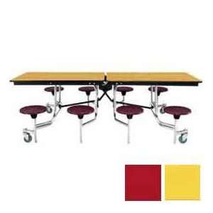  8 Mobile Cafeteria Stool Unit With Plywood Top, Yellow 
