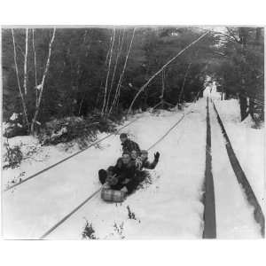   tow,people on toboggan going up hill,March 1,c1938