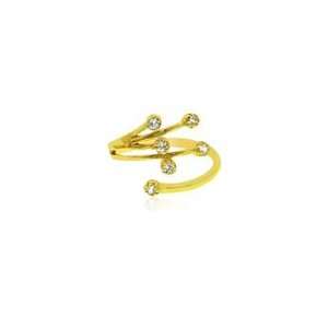  Cubic Zircon Accented Branched Toe Ring in 14K Yellow Gold 
