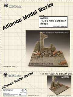   Model Works 135 Small Resin Diorama Base European Rubble, LW35002