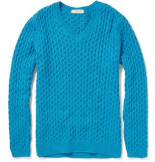   Clothing  Knitwear  V necks  Waffle Knit Cotton Blend Sweater