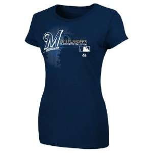   Brewers Womens Majestic Navy Authentic Collection Change Up Playoffs
