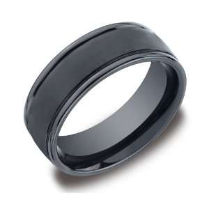 Mens Ceramic 8mm Comfort Fit Wedding Ring Band Satin Center with High 
