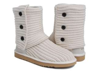 NEW UGG BOOTS 10 BROWN CLASSIC SHORT/ WHITE OFF KNIT CARDY CONVERTIBLE 