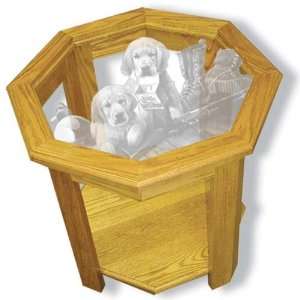  Etched Glass Cute Golden Retriever Puppies in Oak End 
