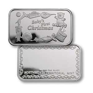 BABYS FIRST CHRISTMAS   1 OZ .999 SILVER PROOF   COMMEMMORATIVE BAR