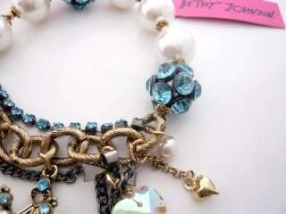 Auth Betsey Johnson Snow Flake Angel Wing Charm Bracelet NEW WITH TAG 