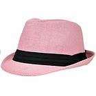 xlarge light pale pink black paper fedora homburg stetson gangster hat 