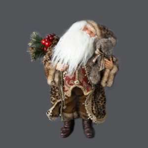   of Christmas Santa Claus in Leopard Print Suit Figure