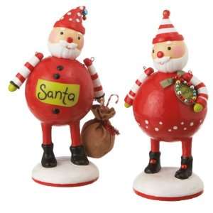  Set of 2 Whimsical Santa Table Top Figurines 12