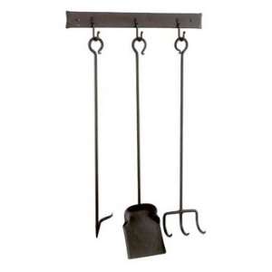  Fireplace Tools Black Wrought Iron, 3 Piece Flush Pigtail 