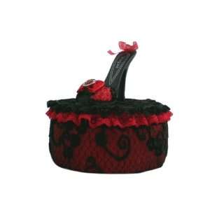  Romance Shoe Lace Jewelry Box   Red & Black: Home 