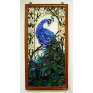    Stained Glass Peacock Feather Wall Art Panel