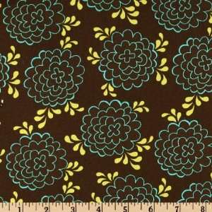  44 Wide Flourish Stenciled Florals Brown Fabric By The 