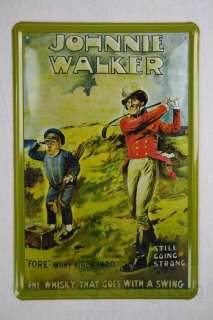   Schild Johnnie Walker Golf Whisky 20x30 cm Bar Küchen Wand Deko